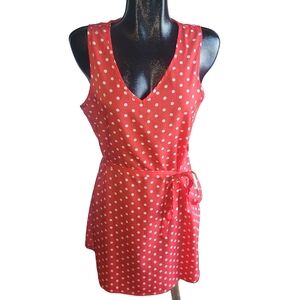 Shein Red Polka Dot Sleeveless Dress Sz.L